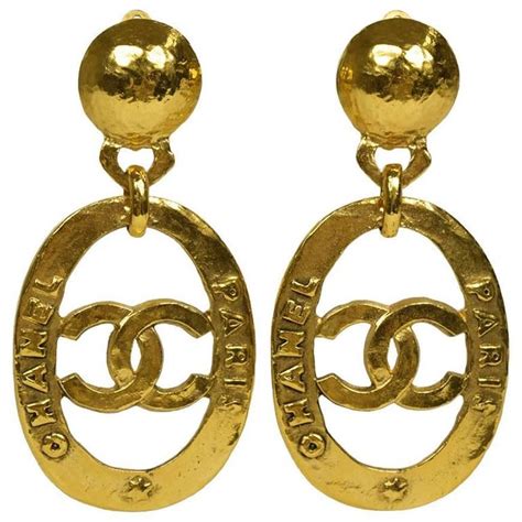 chanel hoop earrings 2020|vintage chanel gold hoop earrings.